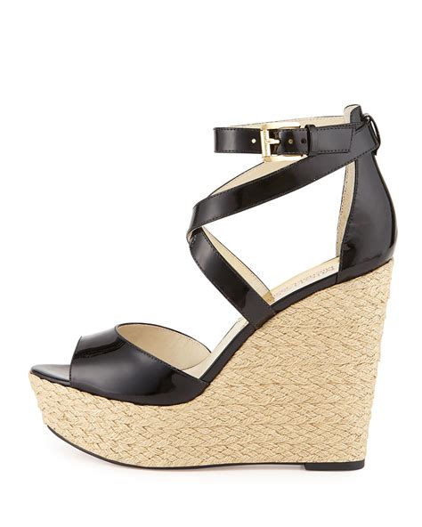 michael kors black patent leather sandals|Michael Kors closed toe sandals.